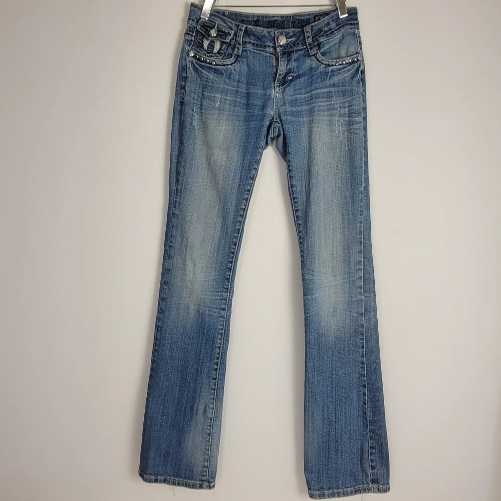 La Idol Jeans Angel Wing Embroidered Rhinestone Bling Size 3